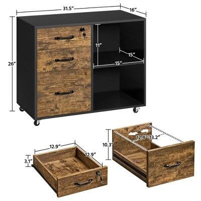 Yaheetech Vintage File Cabinet With 3 Drawers For Home And Office 4 Yaheetech Vintage File Cabinet With 3 Drawers For Home And Office - Image 2