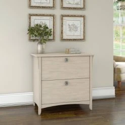 Salinas 2 Drawers File Cabinet In Antique White - Bush Furniture