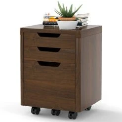 Costway 3 Drawer Rolling File Cabinet W/ Wheels Vertical Printer Stand Walnut -Living Spaces Store GUEST 4aa400bb 6925 42e6 b3b5 e00a04cf3437