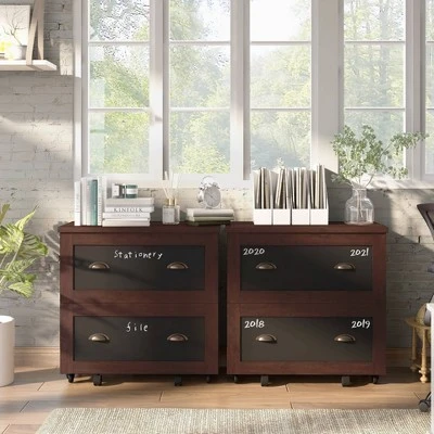 Garon Rustic 2 Drawer Filing Cabinet Walnut- MiBasics 4 Garon Rustic 2 Drawer Filing Cabinet Walnut- MiBasics - Image 2