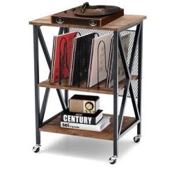 Costway 3-tier Rolling Turntable Stand Vinyl Record Storage Shelf With 3 Dividers & Wheels -Living Spaces Store GUEST 5497e518 5d1d 4465 9f8c d586aaa956b5