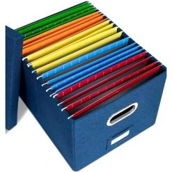 BirdRock Home 1-Pack Collapsible File Storage Organizer With Lid - Navy -Living Spaces Store GUEST 5c2ff8d8 6905 4b79 b32a 4b164348eb3a