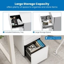 Mount-It! Mobile File Pedestal Cabinet With 3 Drawers & Lock | Slim Design Under Desk Storage & Organizer For Files, Folders & Office Supplies | White -Living Spaces Store GUEST 5c6342c0 2df8 431f a023 932734efb1c5
