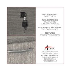 Alera Alera Valencia Series Full Pedestal File Left Or Right 2 Legal/Letter-Size File Drawers Gray