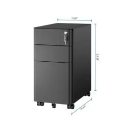 Mount-It! Mobile File Pedestal Cabinet With 3 Drawers & Lock | Slim Design Under Desk Storage & Organizer For Files, Folders & Office Supplies | Black -Living Spaces Store GUEST 67a11eb9 6478 4e07 a80f 76fcc53066db