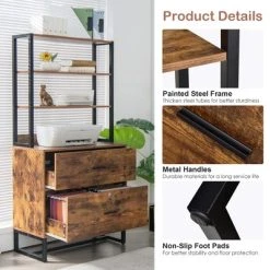 Costway 2 Drawer Vertical File Cabinet W/Lock & Bookshelf, Letter Size Filing Cabinet -Living Spaces Store GUEST 6fc8540a 808d 48ce 9edd 02555d3bdb7c