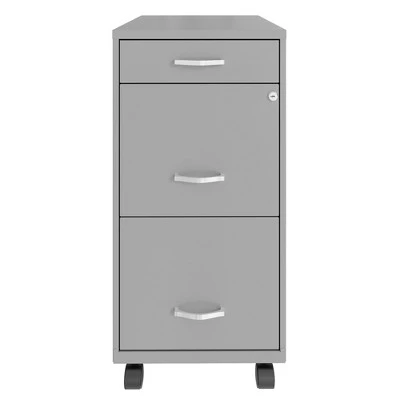 Space Solutions 18 Inch Wide Metal Mobile Organizer File Cabinet For Office Supplies & Hanging File Folders W/ Pencil Drawer & 3 File Drawers, Silver 3 Space Solutions 18 Inch Wide Metal Mobile Organizer File Cabinet For Office Supplies & Hanging File Folders W/ Pencil Drawer & 3 File Drawers, Silver