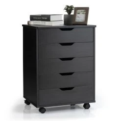 Costway 5 Drawer Chest Storage Dresser Floor Cabinet Organizer With Wheels Black 18 Costway 5 Drawer Chest Storage Dresser Floor Cabinet Organizer With Wheels Black -Living Spaces Store GUEST 8374c182 b2a4 4f98 87eb 31b9ffae816c