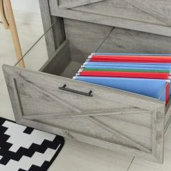 HOMCOM Retro Wooden 2-Drawer Lateral File Chest Cabinet Pedestal For Document Storage With Hanging Bar For Letter/Legal Size, Gray -Living Spaces Store GUEST 8d235bbe 14c4 4489 b300 3bdeaa8ce1cf