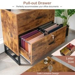 Costway 2 Drawer Vertical File Cabinet W/Lock & Bookshelf, Letter Size Filing Cabinet -Living Spaces Store GUEST 9057387c 27b3 4b0d ada0 c333a114c092