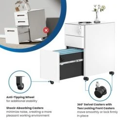 Mount-It! Mobile File Pedestal Cabinet With 3 Drawers & Lock | Slim Design Under Desk Storage & Organizer For Files, Folders & Office Supplies | White -Living Spaces Store GUEST 90b2fa81 9d6e 4300 bb18 9a75f5f49ca5