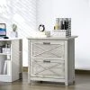 HOMCOM Retro Wooden 2-Drawer Lateral File Chest Cabinet Pedestal For Document Storage With Hanging Bar For Letter/Legal Size, Gray -Living Spaces Store GUEST 9433fe52 a50b 4d0d a6a9 293404f8b5e6