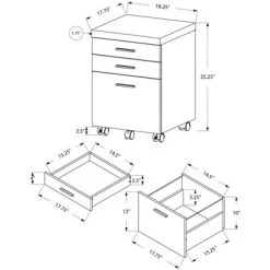 Monarch Specialties 3 Drawer File Cabinet, Filing Cabinet, Brown -Living Spaces Store GUEST 958aebab 91e9 46bf a50a cab36a09ac20