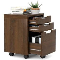 Costway 3 Drawer Rolling File Cabinet W/ Wheels Vertical Printer Stand Walnut -Living Spaces Store GUEST 9978ed26 1b3f 4622 8eee 5abfee227c00