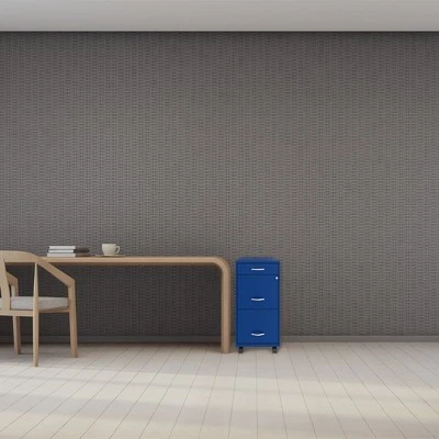 Space Solutions 18 Inch Wide Metal Mobile Organizer File Cabinet For Office Supplies And Hanging File Folders W/ Pencil Drawer & 3 File Drawers, Blue 6 Space Solutions 18 Inch Wide Metal Mobile Organizer File Cabinet For Office Supplies And Hanging File Folders W/ Pencil Drawer & 3 File Drawers, Blue - Image 4