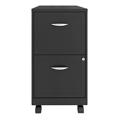 Space Solutions 18 Inch Wide Metal Mobile Organizer File Cabinet For Office Supplies And Hanging File Folders With 2 File Drawers, Charcoal 4 Space Solutions 18 Inch Wide Metal Mobile Organizer File Cabinet For Office Supplies And Hanging File Folders With 2 File Drawers, Charcoal - Image 2