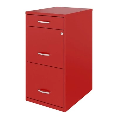 Space Solutions 18 Inch Wide Metal Organizer File Cabinet For Office Supplies And Hanging File Folders W/ Pencil Drawer & 3 File Drawers, Red 3 Space Solutions 18 Inch Wide Metal Organizer File Cabinet For Office Supplies And Hanging File Folders W/ Pencil Drawer & 3 File Drawers, Red