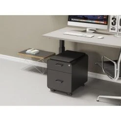 Monoprice Round Corner 2-Drawer File Cabinet - Black, Lockable With Seat Cushion - Workstream Collection -Living Spaces Store GUEST ad61a0a9 b8ee 45d4 bbe6 3d7b945a4261