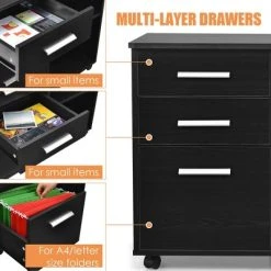 Costway 3-Drawer File Cabinet Mobile Lateral Cabinet Printer Stand EspressoBlack -Living Spaces Store GUEST c63aca27 e100 4871 bc5b 4b38b994876f