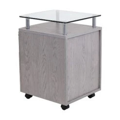 Rolling File Cabinet With Glass Top Gray - Techni Mobili -Living Spaces Store GUEST cb469f26 b845 4b27 b484 a1e032badd66