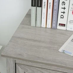 HOMCOM Retro Wooden 2-Drawer Lateral File Chest Cabinet Pedestal For Document Storage With Hanging Bar For Letter/Legal Size, Gray -Living Spaces Store GUEST d1614bc4 0895 4e53 9941 00b4e81c8cf3