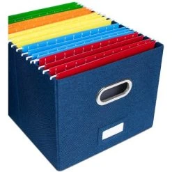 BirdRock Home 1-Pack Collapsible File Storage Organizer With Lid - Navy -Living Spaces Store GUEST d405061b 5093 460a aca5 477ec9d26cb7