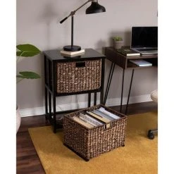BirdRock Home 2 Tiered Hanging File Cubby With Wood Top - Brown Wash -Living Spaces Store GUEST dadb5de2 c9b5 4d7a a7d9 4df4b5c107d0