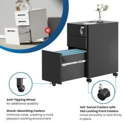 Mount-It! Mobile File Pedestal Cabinet With 3 Drawers & Lock | Slim Design Under Desk Storage & Organizer For Files, Folders & Office Supplies | Black -Living Spaces Store GUEST e2787cc5 abc1 4cf3 89ef 10dd8c2795d4