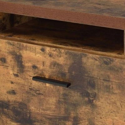 Wooden File Cabinet With Open Compartment And Drawer Brown/Black - Benzara 5 Wooden File Cabinet With Open Compartment And Drawer Brown/Black - Benzara - Image 3