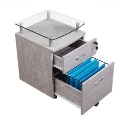 Rolling File Cabinet With Glass Top Gray - Techni Mobili -Living Spaces Store GUEST ee6d8ba5 ca2b 4857 87b5 27231987fdec