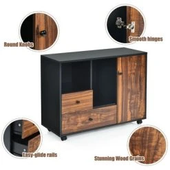 Costway Lateral Mobile Filing Cabinet Large Printer Stand W/2 Drawers Open Shelves Black -Living Spaces Store GUEST eec6e6ab d06b 4893 91de 43007ea69ca6