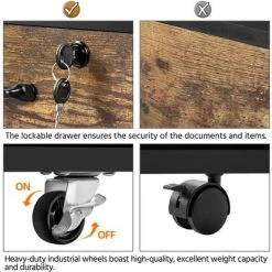 Yaheetech 3-Drawer Vintage File Cabinet With Socket And USB Charging Port Black/Rustic Brown -Living Spaces Store GUEST f46d16e6 c27e 4bf9 b7c7 ebd82f49e249