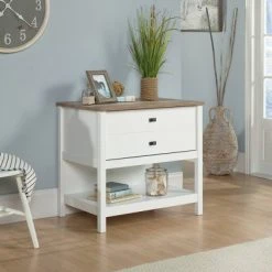 Cottage Road Lateral File Cabinet With Wood Accents And Drawer Soft White - Sauder